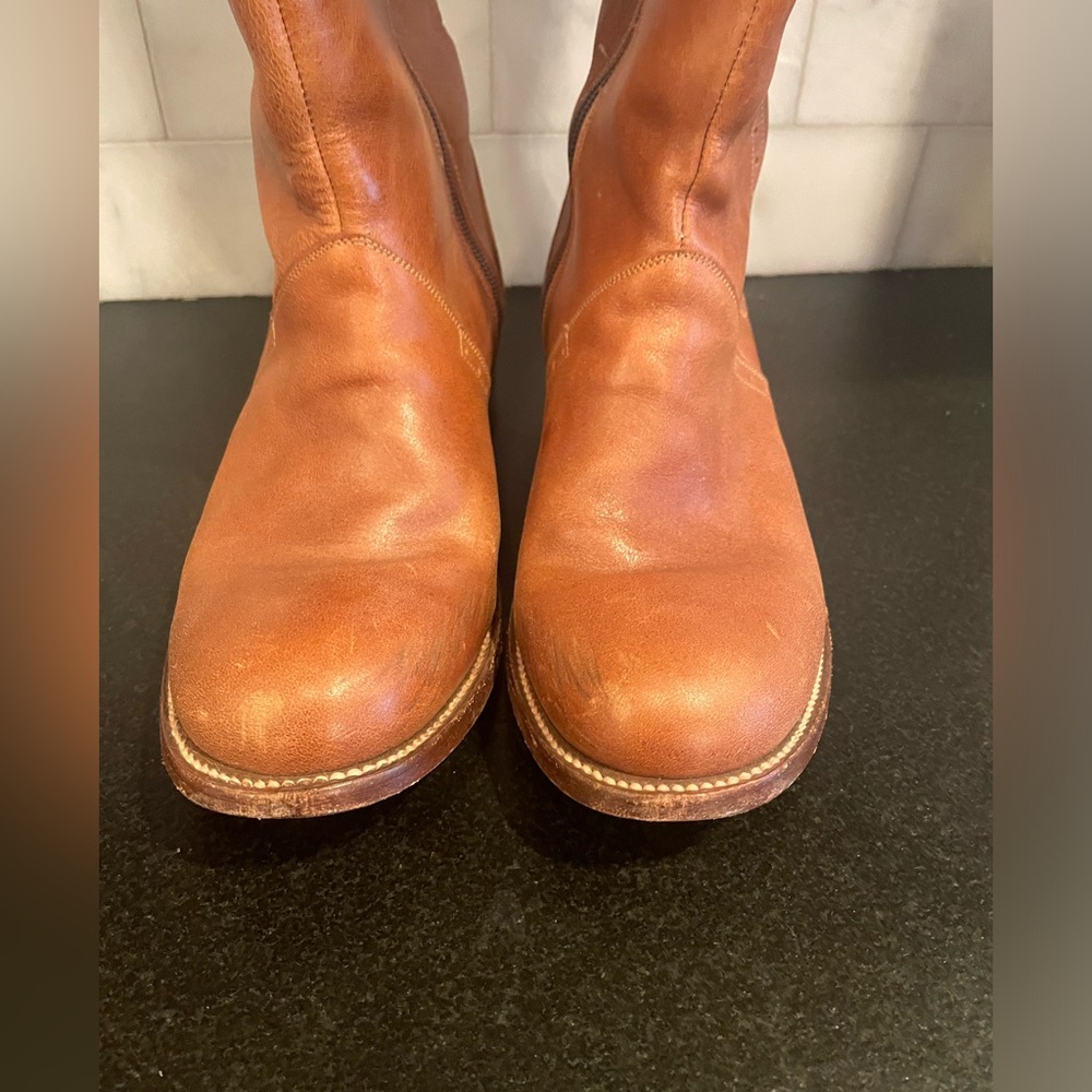 Loblan Brown Leather Womens Boots Square Toe Size 8.5 - Picture 8 of 8